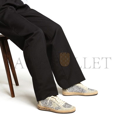 GOLDEN GOOSE WOMEN’S BALL STAR IN SILVER GLITTER WITH ICE-GRAY SUEDE INSERTS GWF00117 GOLDEN GOOSE WOMEN’S BALL STAR IN SILVER GLITTER WITH ICE-GRAY SUEDE INSERTS GWF00117